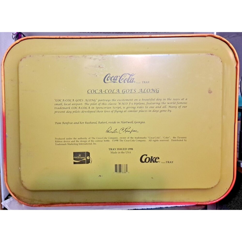 VTG 1998 Coca-Cola Goes Along Tray Pamela Renfroe Signed Metal Nostalgia - Picture 7 of 12